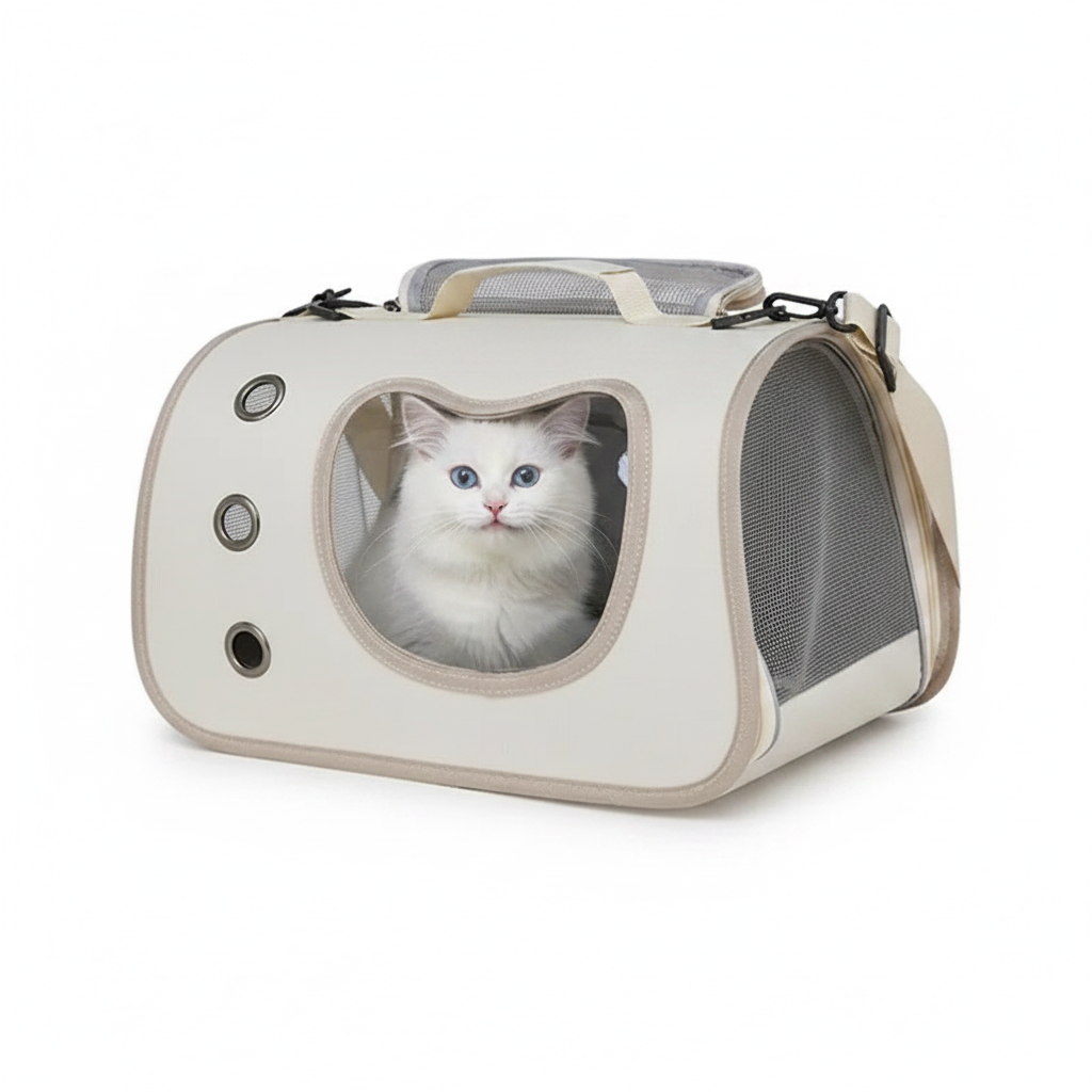 Sac de transport pour chat blanc Chatmallow avec chat