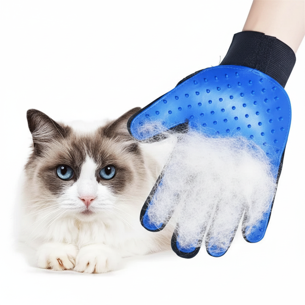 Gant de toilettage pour chat - utilisation avec chat